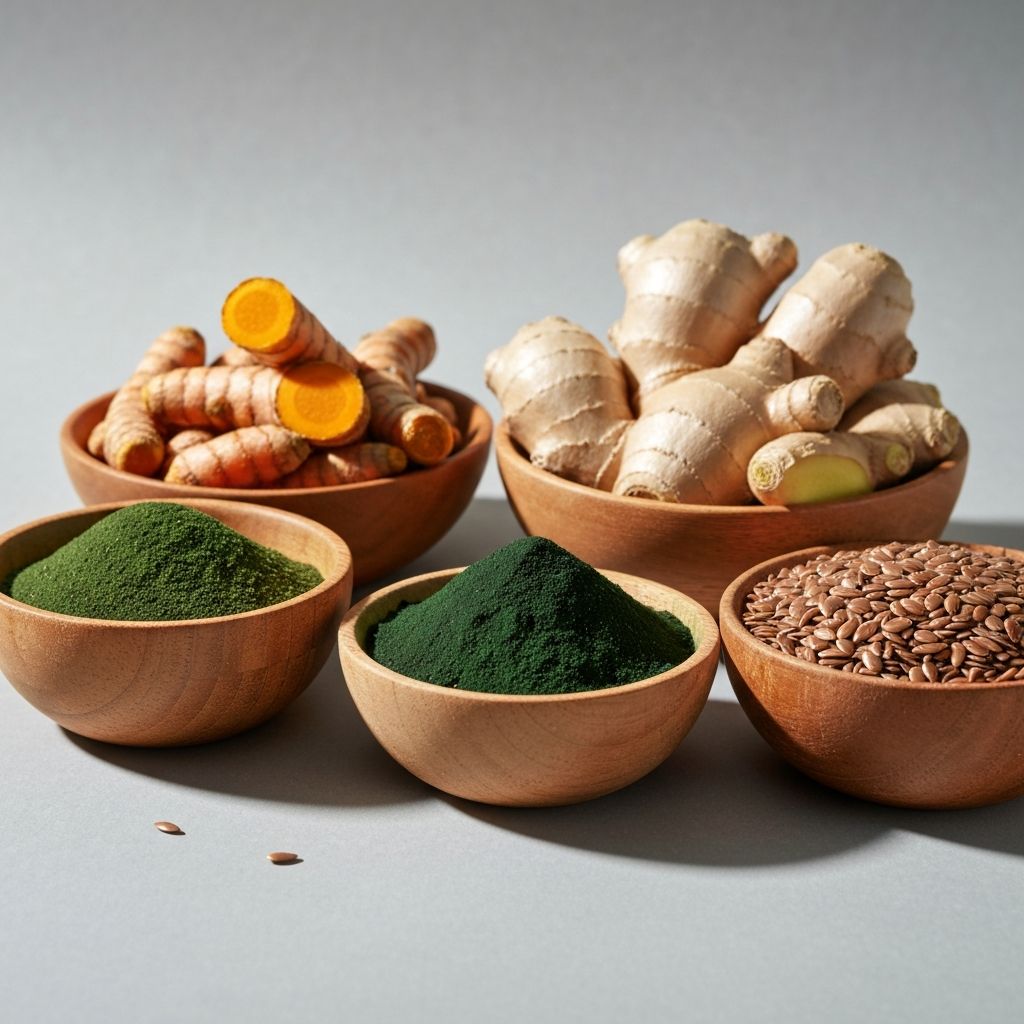 Naturalne źródła suplementów - kurkuma, imbir, spirulina